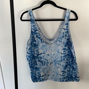 Never worn 100% Line Reformation blue and white tie-dye crop top tank size large
